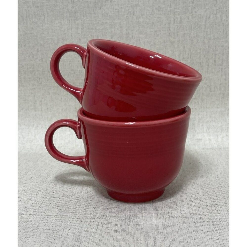 2 piece Scarlet Fiesta Fiestaware Homer Laughlin Coffee Tea Cups Banded mug
